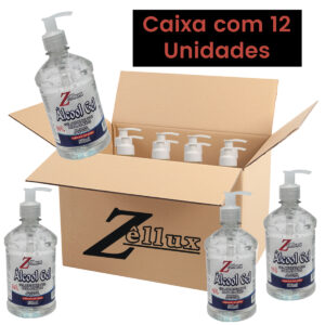 Gel Antisséptico Para As Mãos 500ML Perfumado 12 Unidades Zellux