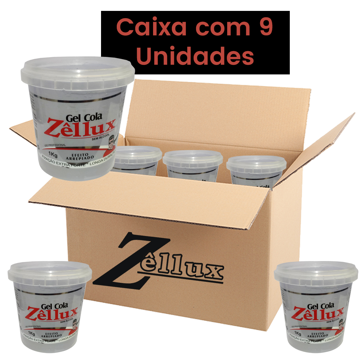 Gel Cola Efeito Arrepiado Extra Forte 1KG 12 Unidades Zellux