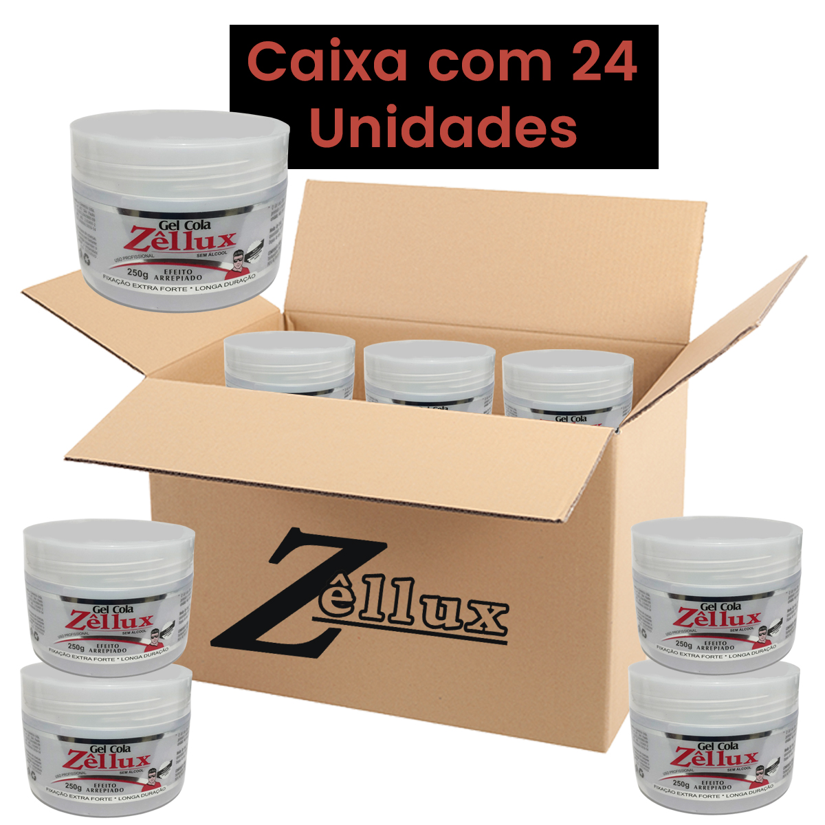 Gel Cola Efeito Arrepiado ExtraForte 250G 24 Unidades Zellux
