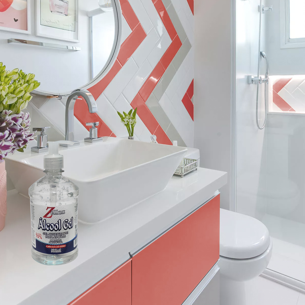 Gel Antisséptico Para As Mãos 500ML Perfumado 1 Unidade Zellux - Imagem 3