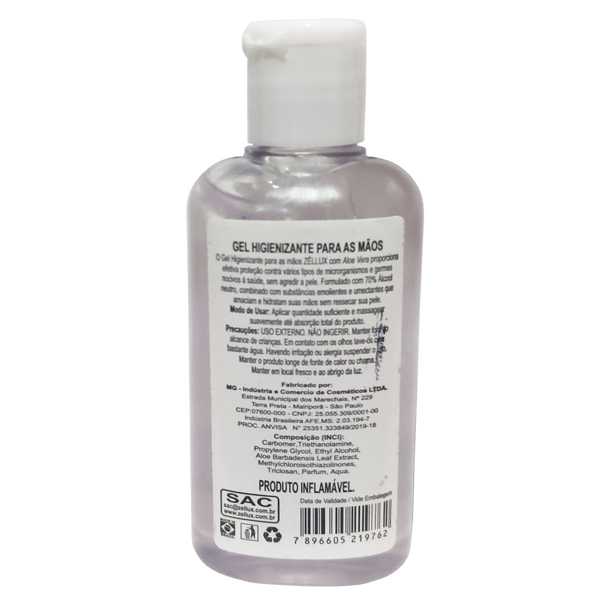 Gel Antisséptico Para As Mãos Perfumado 60ML 1 Unidade Zellux - Imagem 2