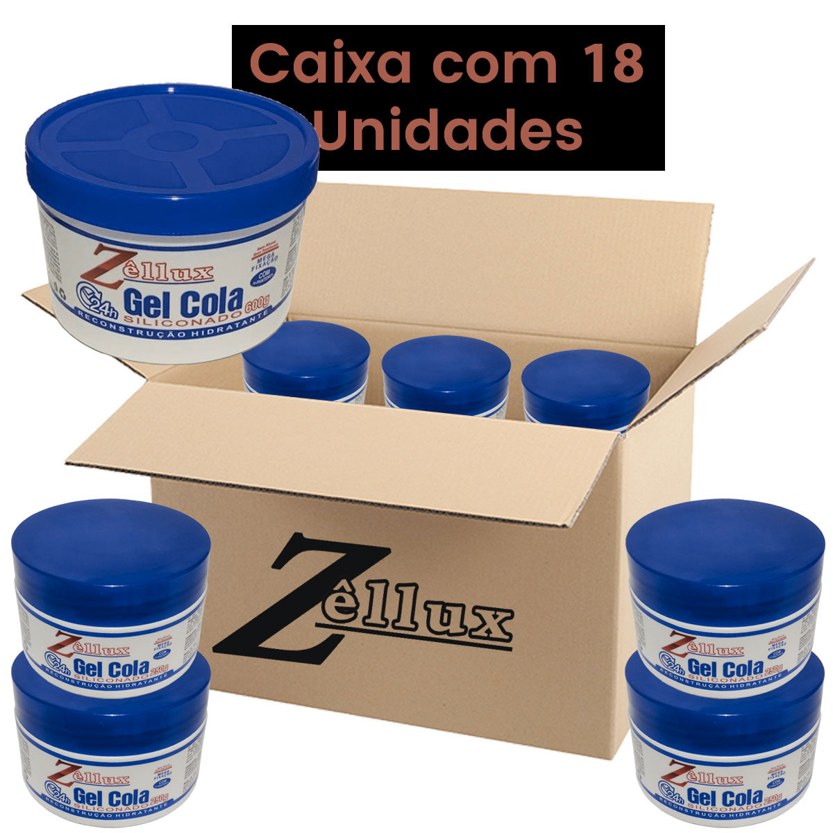 Gel Cola Siliconado 24h 600G Caixa Com 18 Unidades Zellux